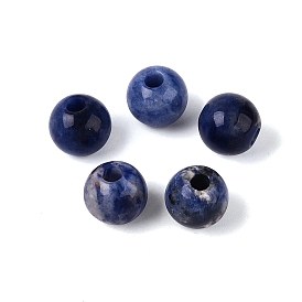 Бусины из природных содалитом, гладкий круглый