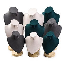 Подставки для ожерелий и сережек из микрофибры и дерева в форме бюста