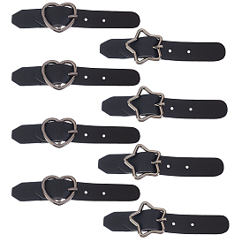 8 наборы 2 стиль pu кожа пряжка-тогл, с центральными пряжками из железа и сплава, для сумки свитер куртка пальто, звезда и сердца, чёрные