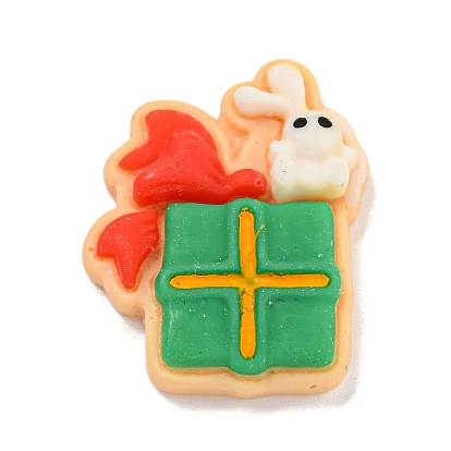 Рождественский пряничный человечек/Санта-Клаус/подарочная коробка из непрозрачной смолы, декодированные кабошоны