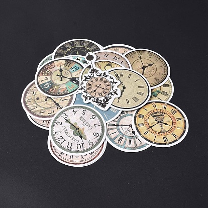 50Pcs Retro Clock PVC Waterproof Cartoon Stickers Set, Adhesive Label Stickers, for Water Bottles, Laptop, Luggage, Cup, Computer, Mobile Phone, Skateboard, Guitar