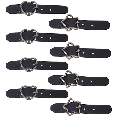 8 наборы 2 стиль pu кожа пряжка-тогл, с центральными пряжками из железа и сплава, для сумки свитер куртка пальто, звезда и сердца, чёрные