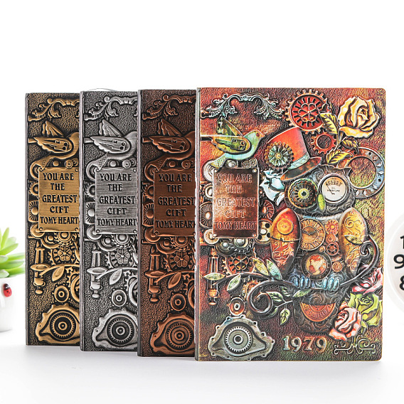 Rectangle 3D Embossed PU Leather Notebook, A5 Owl Pattern Journal, for School Office Supplies