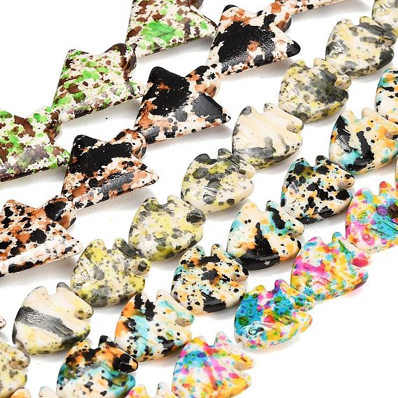 Dyed Synthetic Turquoise Beads Strands, Fish Tree