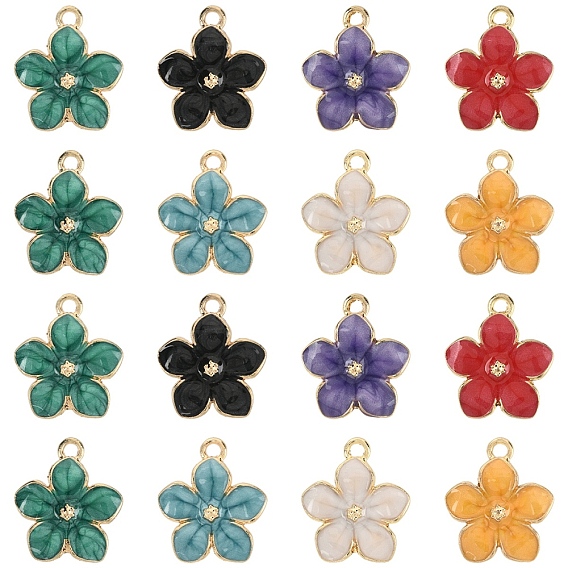 30 шт. Подвески из сплава эмали, без кадмия, без никеля и без свинца, золотые, цветочный шарм