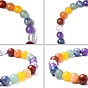 Mixed Gemstone Stretch Bracelets, Natural & Synthetic, Dyed, Chakra Bracelets