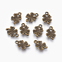 Tibetan Style Alloy Clover Charms, Cadmium Free & Lead Free, 15.5x10x2mm, Hole: 1.5mm, about 1950pcs/1000g