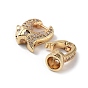 Rack Plating Brass Micro Pave Clear Cubic Zirconia Fold Over Clasps, Fox, Cadmium Free & Lead Free, Long-Lasting Plated