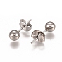 Ion Plating(IP) 304 Stainless Steel Stud Earrings, Ball Stud Earrings, with Earring Backs