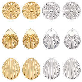 48 шт 6 стили 304 подвески из нержавеющей стали, подвеска в виде капли/плоского круга