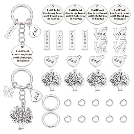 Kit de fabrication de porte-clés bricolage pandahall elite, y compris 304 fermoirs de porte-clés et anneaux de saut en acier inoxydable, 201 & 304 pendentifs en acier inoxydable, Pendentifs en alliage