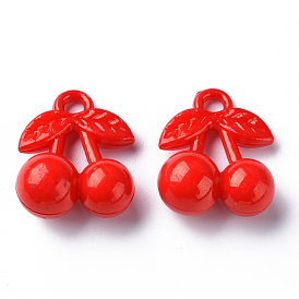 Pendentifs acryliques opaques, cerise