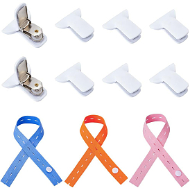 3шт 3 цвета полиэстеровые резинки для органайзера одежды, с 8 железными противоскользящими зажимами для ткани