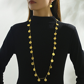 Комплекты ожерелий и серег с винтажными латунными монетами для женщин