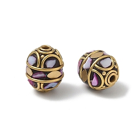 Brass with Shell & Polymer Clay Beads, Oval, Golden