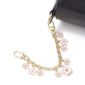 Подвеска-цветок из сплава с розовой эмалью, кабельная цепочка, кошелек, декоративные цепочки, с цинковым сплавом застежками омаров коготь, для замены ремней для мешков