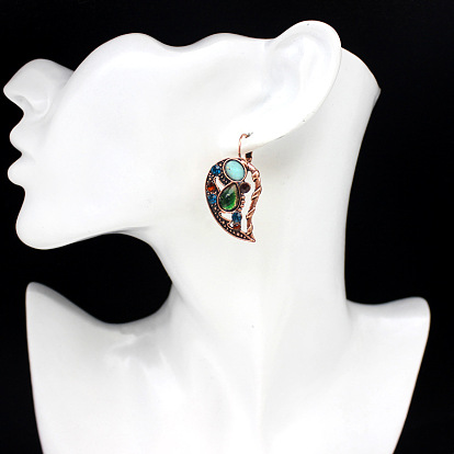 Exaggerated European and American Heart-shaped Diamond Earrings with Creative Handmade Colorful Rhinestone Jewelry