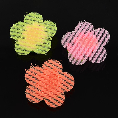 Sun Flower Nylon Magic Tape Hair Clips, with Resin Beads, 32x33x9mm, about 3pcs/bag, 10bags/group