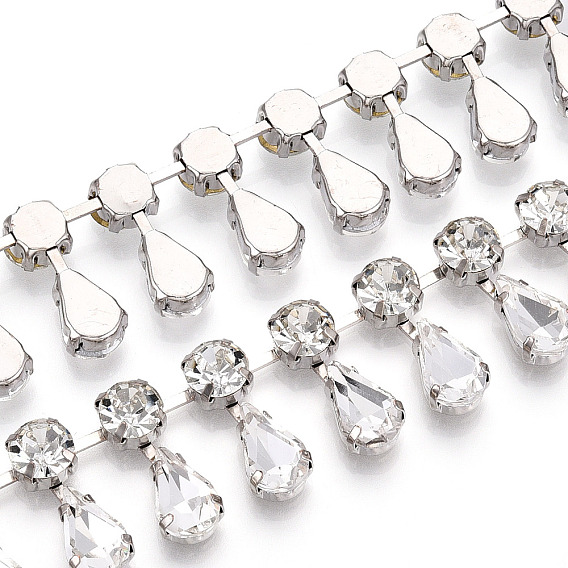 Железо горный хрусталь чашка цепи, с катушкой, плоский круглый с подвесками в виде слезинок, платина