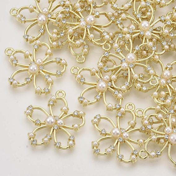 Подвески из сплава , с хрусталем из хрусталя и бисера из искусственного жемчуга, филигранные столярные находки, цветок