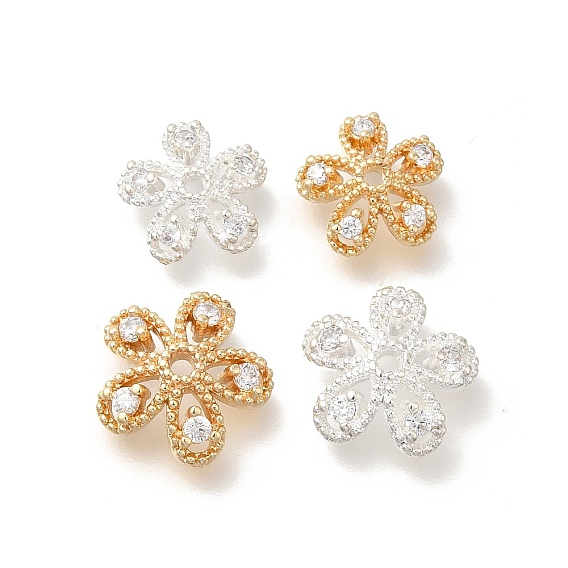 Цветок стойка металлизированный латунь микро проложить кубический цирконий бисер, долговечный, без свинца и без кадмия