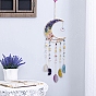 Natural Mixed Gemstone & Agate Woven Net Suncatchers, Chakra Theme Hanging Pendant Decorations with Glass Beaded