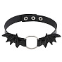 Unique Punk Bat Wing Leather Collar Necklace with Circular O-Ring and Lock Chain for Statement Style