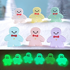 Christmas Luminous Resin Micro Landscape Scene Ornaments, Glow in the Dark, Gingerbread Man