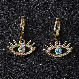 Fashionable Copper Micro-inlaid Zircon Eye-shaped Earrings for Women