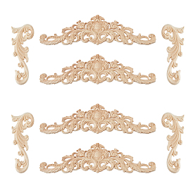 8 шт 2 стили натуральное цельное дерево резная накладка аппликация ремесло, неокрашенная накладка мебель украшения дома