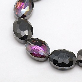 Half Plated Faceted Electroplate Crystal Glass Oval Beads Strands