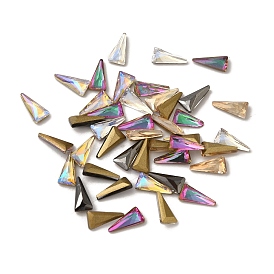 Glass Rhinestone Cabochons, Flat Back & Back Plated, Faceted, Triangle