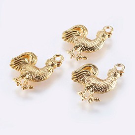 Alloy Pendants, Real 18K Gold Plated, Chicken