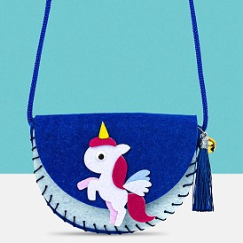 Handmade Non-woven Fabric Animal Change Wallet Set, with Alloy and Plastic Findings, Polyester Wire, Diy Crafts for Children, Unicorn