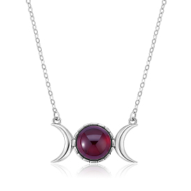 Triple Moon Goddess Cubic Zirconia Pendant Necklace, Sterling Silver Jewelry for Women