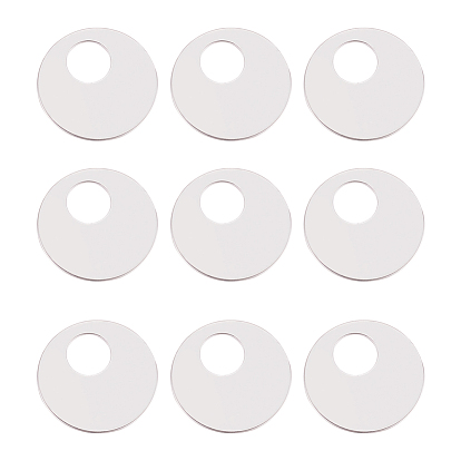 Pendentifs en acier inoxydable, plat rond, avec récipient à billes