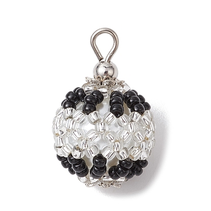 Подвески из бисера, с латунной фурнитурой , круглые подвески из бисера