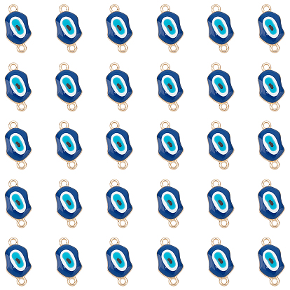 50Pcs Alloy Enamel Links Connectors, Lip with Evil Eye, Golden
