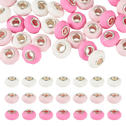 30шт. граненые европейские бусины из смолы, окрашенные аэрозольной краской, бусины с большим отверстием, рондель с латунными сердечниками, покрытыми серебром