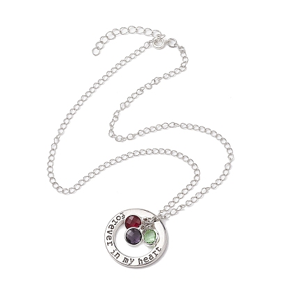 Glass and Alloy Round With Word Forever In My Heart Pendant Necklace, Brass Curb Chains Necklaces