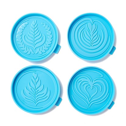 Silicone Cup Mat Molds, Resin Coaster Molds, for UV Resin & Epoxy Resin Craft Making, Flat Round