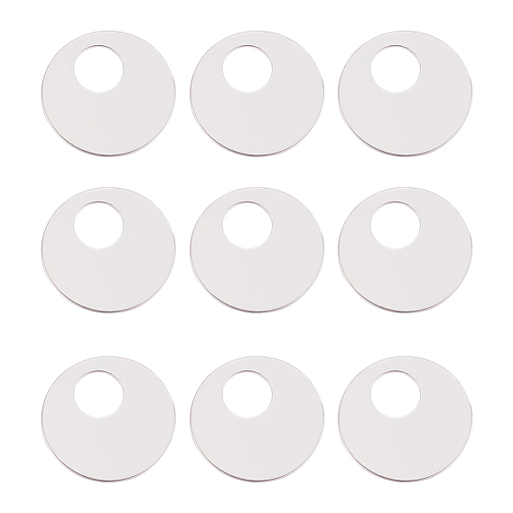 Pendentifs en acier inoxydable, plat rond, avec récipient à billes