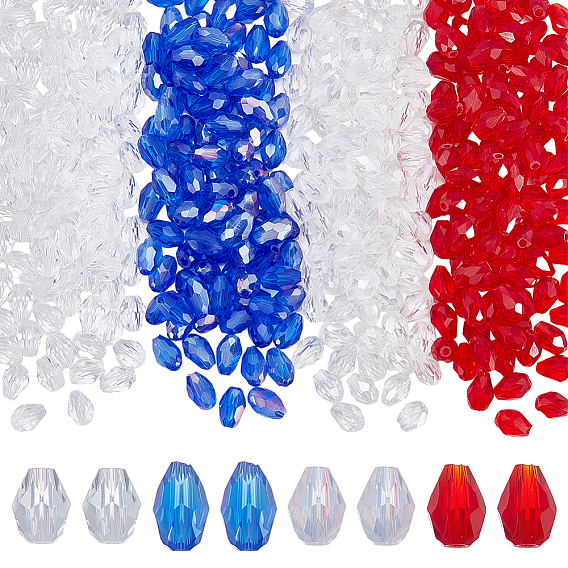 400 шт 4 цвета прозрачные стеклянные бусины, слеза, граненые
