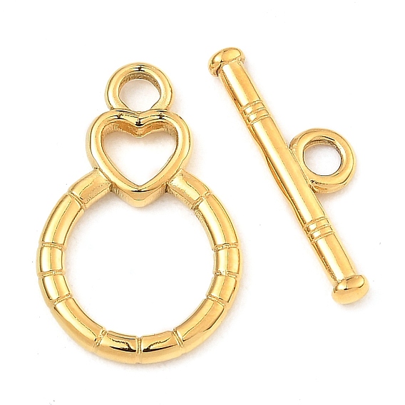 304 Stainless Steel Toggle Clasps, Ring with Heart