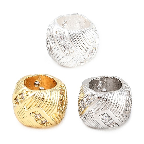 Баррель латунь микро проложить кубического циркония европейские шарики, долговечный, стойки покрытие, без свинца и без кадмия, большое отверстие шарик