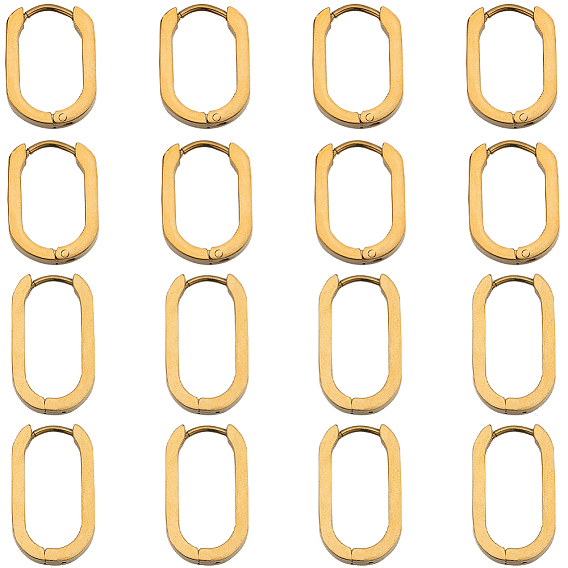 8 Pairs 2 Colors 304 Stainless Steel Huggie Hoop Earrings, Oval