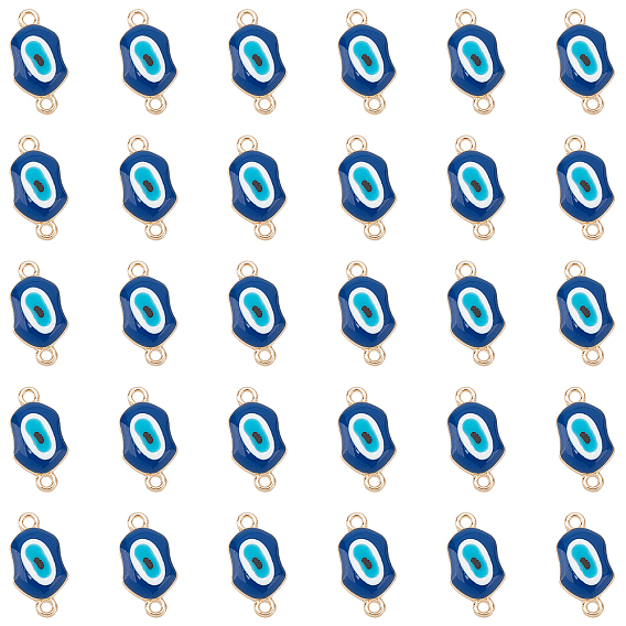 50Pcs Alloy Enamel Links Connectors, Lip with Evil Eye, Golden