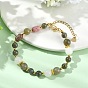 Браслеты из натуральных бусин лабрадорита, белого нефрита и родонита для женщин, круглый и колонки, с латунным