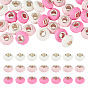 30Pcs Spray Painted Faceted Resin European Beads, Large Hole Beads, Rondelle with Silver Color Plated Brass Cores