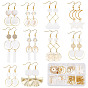 Набор для изготовления сережек с подвесками в форме геометрии своими руками, включая солнце, луну, веер, шестигранник и ромб из натуральной оболочки, латунь, железо и сплав, соединители и подвески, Латунные крючки для сережек
